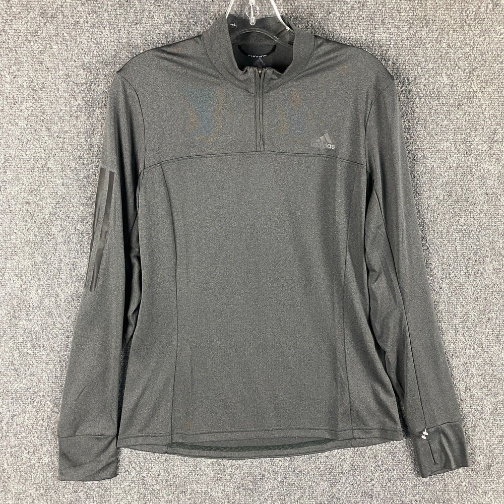 Adidas 1/4‎ Zip Pullover Women's Medium Gray Running Active Top 100% Polyester